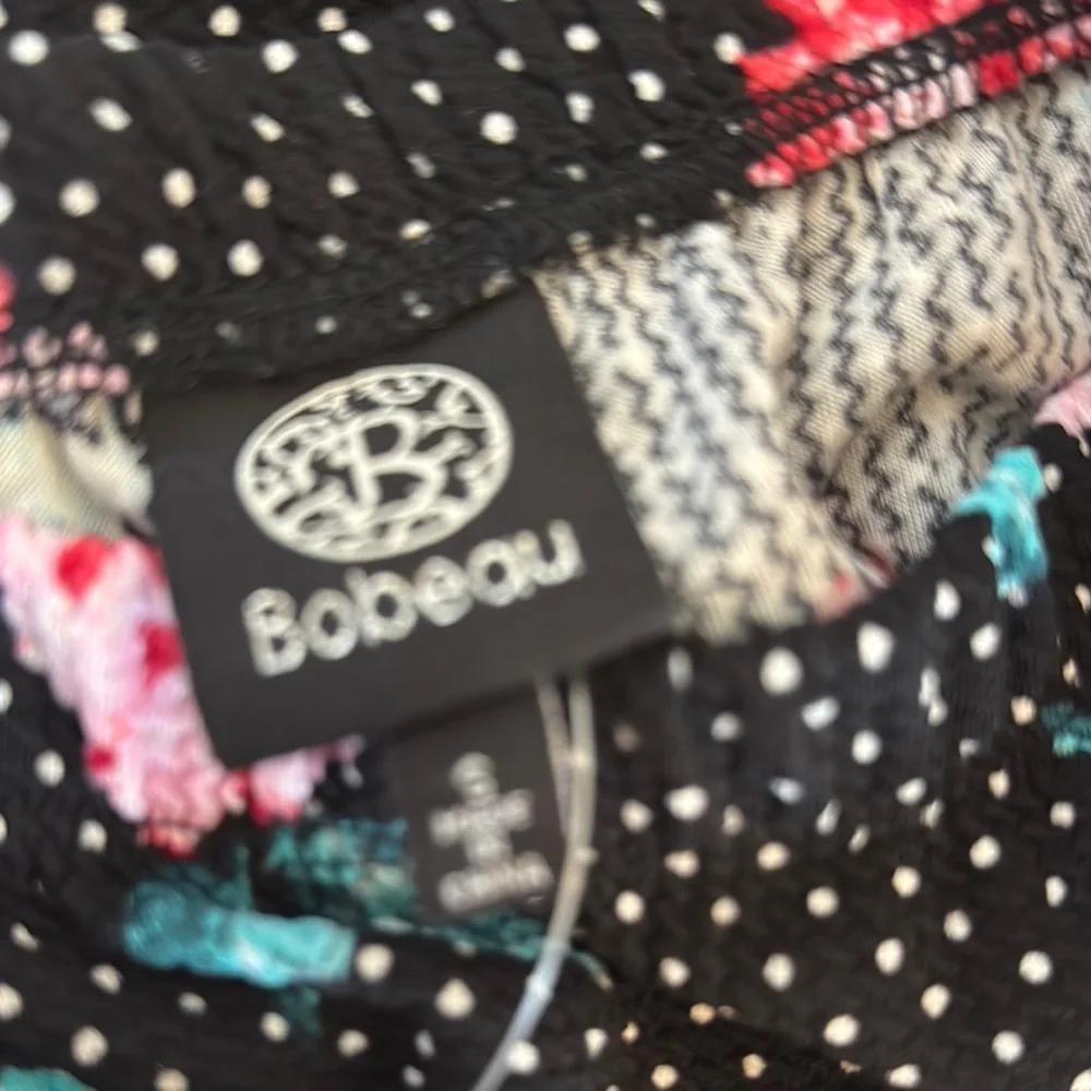 NWT Bobeau Black Midi Skirt with Pink and Blue Floral Print - Picture 4 of 5